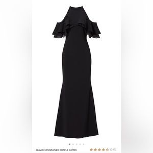 Badgley Mischka - Off Shoulder Ruffle Black Gown